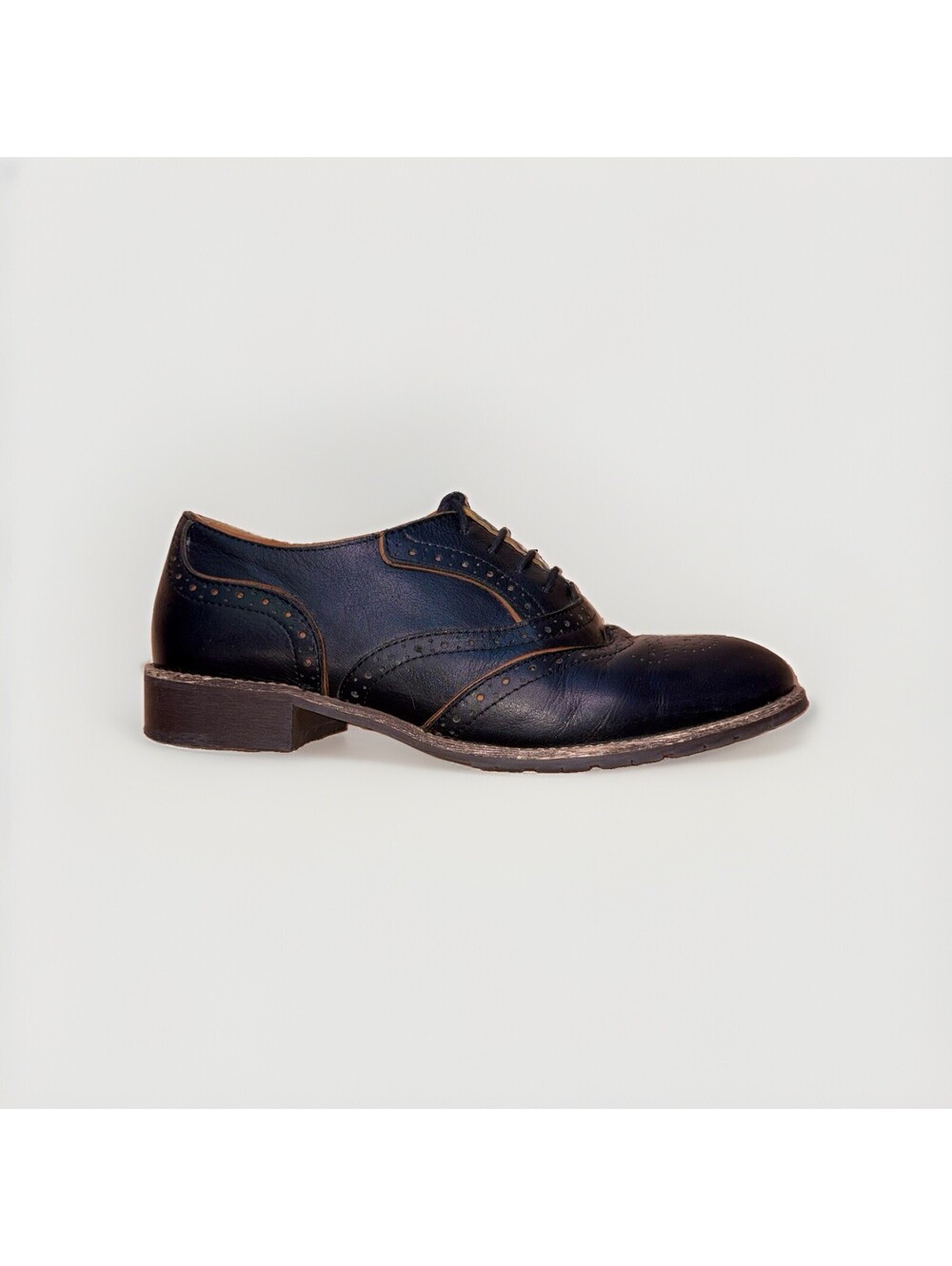 Embassy London Women’s Size 7 Black Leather Brogue Wingtip Oxford Dress Shoes